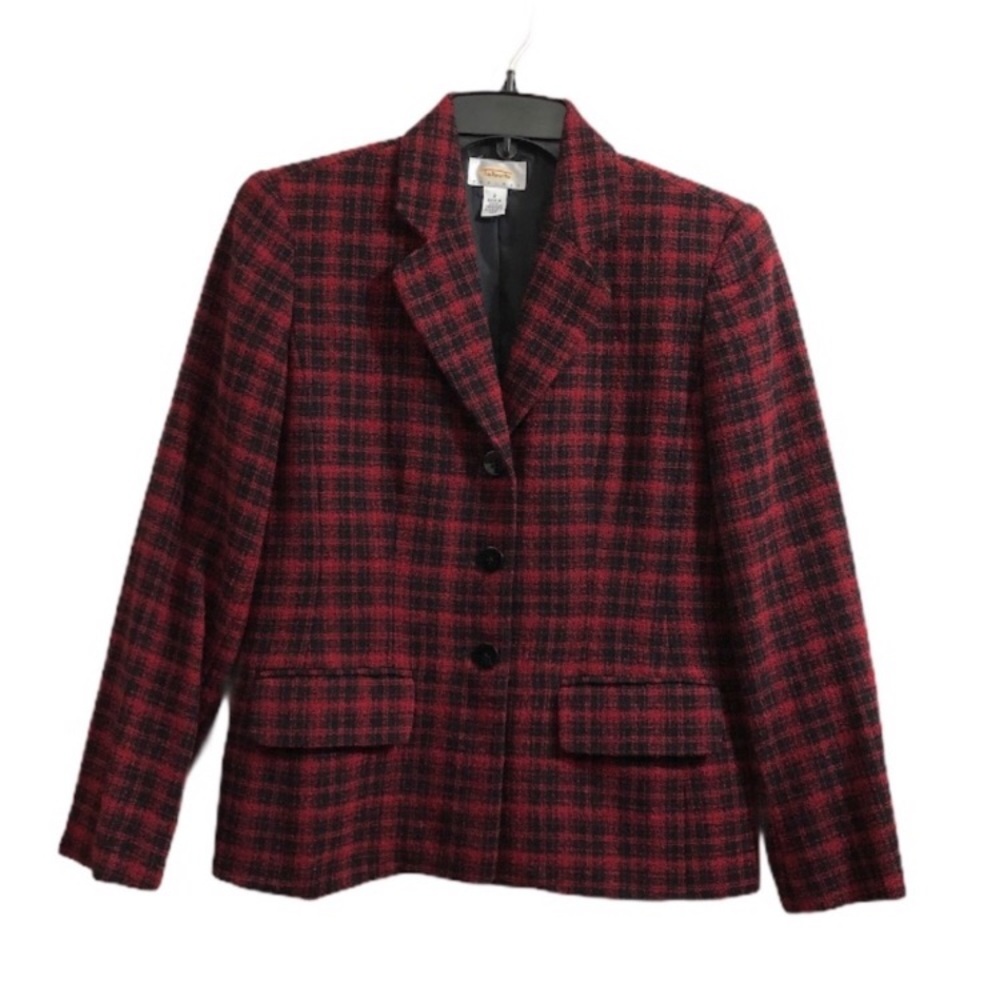 Talbots Red Wool Blend Button Front Women’s Blazer